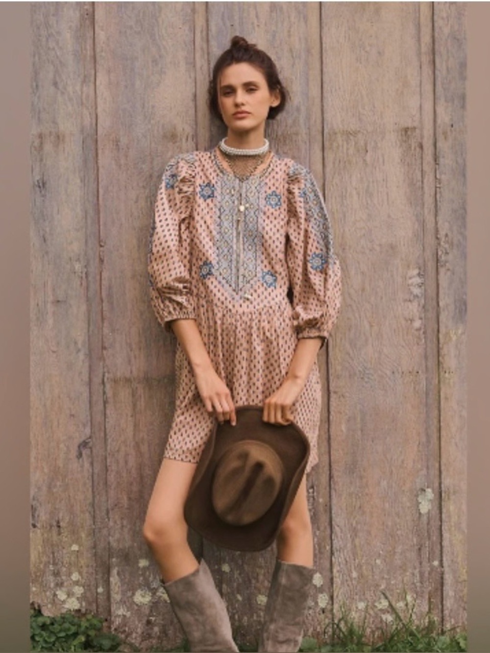 Anthropologie Embroidered Tunic Mini Dress Size S